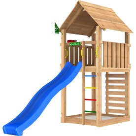 Jungle Gym Cabin 2.1 legetårn m/sand & rutsjebane