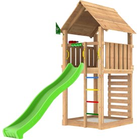 Jungle Gym Cabin 2.1 legetårn m/sand & rutsjebane