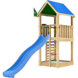 Jungle Gym Lodge 2.1 legetårn m/blå rutsjebane