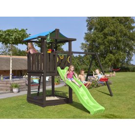 Jungle Gym Hut legetårn m/gynger & rutsjeb., sort