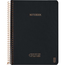 Kozo Premium Notesbog | A5 | Linjeret | Black