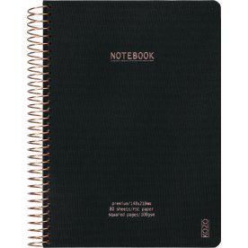 Kozo Premium Notesbog | A5 | Kvadreret | Black