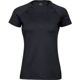 Tee Jays CoolDry Tee Dame, Sort, Str. L
