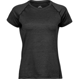 Tee Jays CoolDry Tee Dame, Sort melange, Str. S