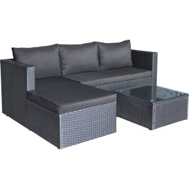 OUTDOOR loungesæt 3 pers., sort