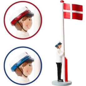Student m. Flag, mand, H31cm, blå/rød hue