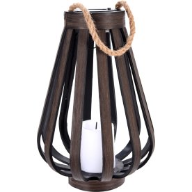 Lanterne med solcelle, LED lys, H34,5 cm, brun