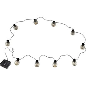 Lyskæde m. 10 Solcelle Pærer 50 LED,  L240 cm