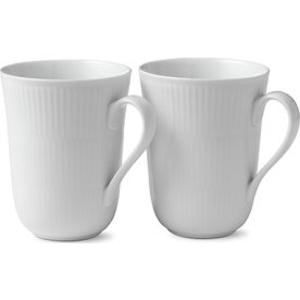 Royal Copenhagen Hvid Riflet Krus 33 cl, 2 stk