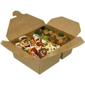Take away boks, brun, 2-rum, 380/670ml, 50 stk.
