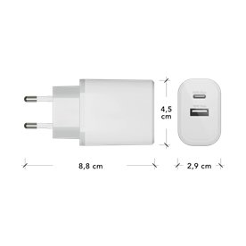 Re-charge - EU vækoplader USB-C 30W+USB-A 18W-W