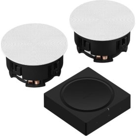 Sonos Amp & In-Ceiling fra Sonance højtalere, sort