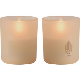 UYUNI LED lys i glas H7 cm, Beige, 2 stk