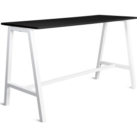 Talk Højbord, hvidt stel/sort laminat, 180x70 cm