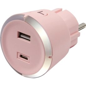 Capidi Sikkerhedstimer adapter USB A+C, lyserød