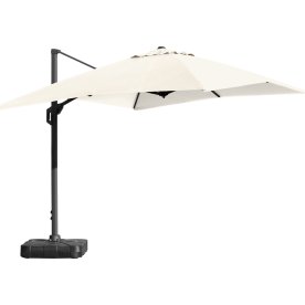 Hængeparasol 3x4m inkl. fod m/hjul+overtræk, beige