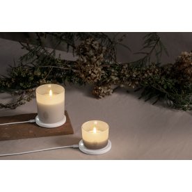 UYUNI LED lys i glas, genopladelig, H6 cm, Vanilla