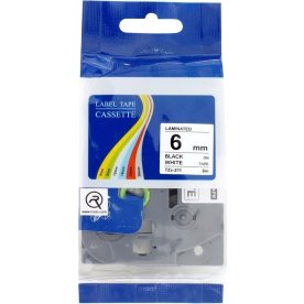 a-series labeltape 6mm, sort på hvid, TZc-211