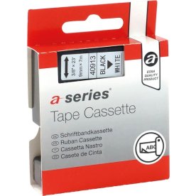 a-series labeltape 9mm, sort på hvid, Dymo 40913