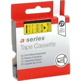 a-series labeltape 9mm, sort på gul, Dymo 40918