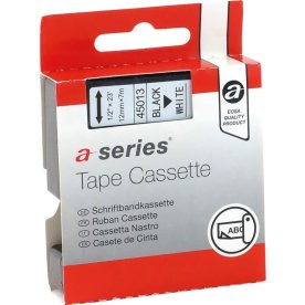 a-series labeltape 12mm, sort på hvid, Dymo 45013