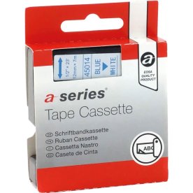 a-series labeltape 12mm, blå på hvid, Dymo 45014
