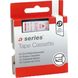 a-series labeltape 12mm, rød på hvid, Dymo 45015