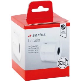 a-series labeltape 28mm, sort på hvid, 2 ruller