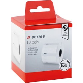 a-series labeltape 36mm, sort på hvid, 2 ruller
