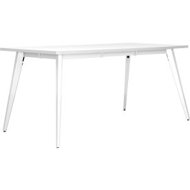 Simple skrivebord, stålstel/hvid top, 160x80 cm