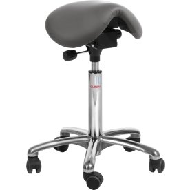 Mini Sadelstol, Mørkegrå, K.læder, 60-79 cm, Alu