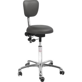 PAS Klinikstol, Mørkegrå, K.læder, 60-79cm, Ryglæn