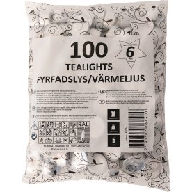 Fyrfadslys, paraffin, 6 timer, hvid, 100 stk.