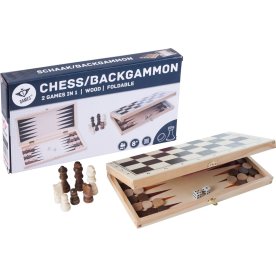 Brætspil Skak/Backgammon 33x33 cm, Foldbart