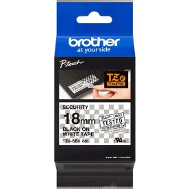 Brother TZe-SE4 labeltape 18mm, sort på hvid