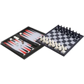 Brætspil Skak / Backgammon Rejsesæt 24x24 cm