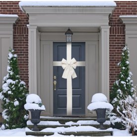 Dørsløjfe m. Bånd, hvid, polyester, 42 cm