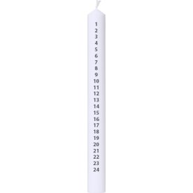 ASP-Holmblad Kalenderlys, 3x30cm, hvid m/sorte tal