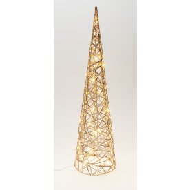 Kegletræ m. LED, champagneguld, H60 cm