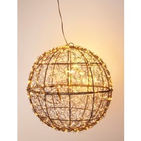 Kugle i Metal m/500 mikro LED, 35cm, sort