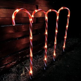 Julestokke 4stk, m/24 LED, m/timer, H78cm