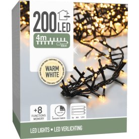 Lyskæde m/200 LED, 4 meter, varm hvid