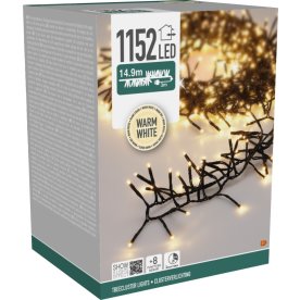 Cluster Lyskæde m/1152 LED, 14,9 meter, varm hvid