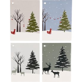Gavemærker, 4 designs, 16 stk, H7,5xB5,5cm