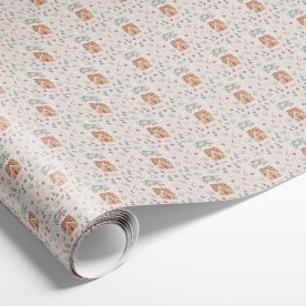 Gavepapir, H70 x B1000cm, 10m/rll, hvid & brun