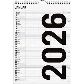 Mayland 2026 Familiekalender Black & White, 7 kol.