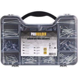 Probuilder Spånpladeskruesæt m/rawlplugs 330 dele