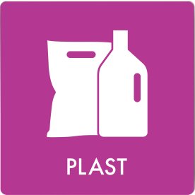 Affaldspiktogram udendørs 12x12cm alu, Plast