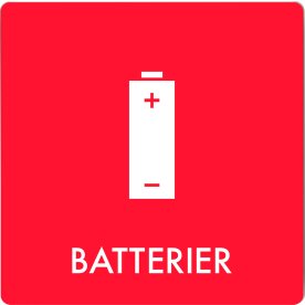 Affaldspiktogram udendørs 12x12cm alu, Batterier
