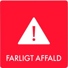Affaldspiktogram udendørs 12x12 alu, Farligt Aff.